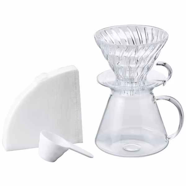 HARIO "Simply Hario" V60 Glass Pour Over Coffee Set